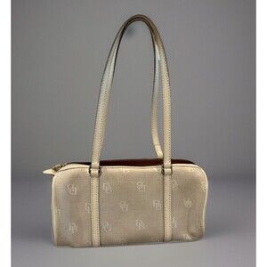 Dooney Bourke Women's Y2K Small Monogram Zip Up Barrel Shoulder Bag Cream/Beige